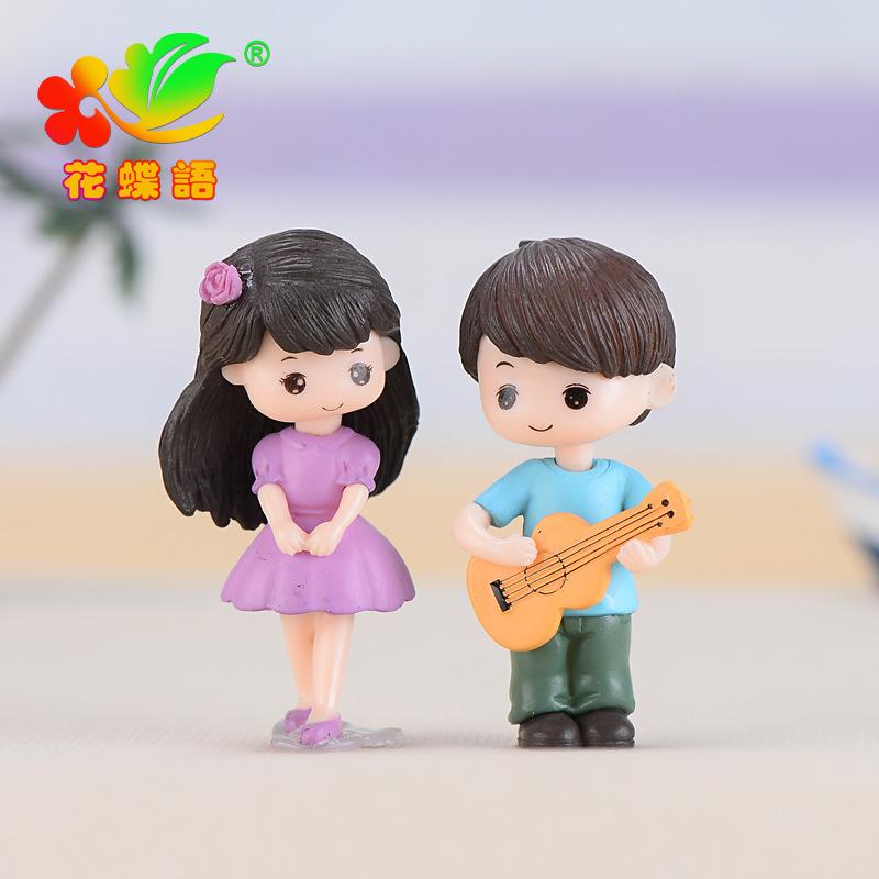 Cặp đôi chơi guitar trang trí bánh và xe DIY dễ thương (ZC-937)