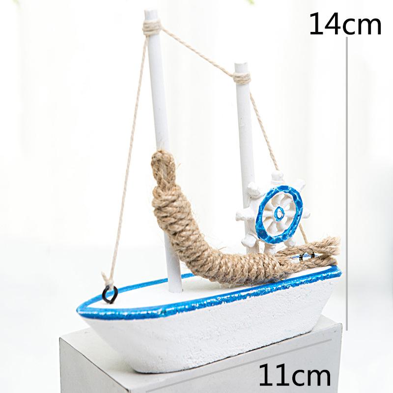 Mô hình thuyền buồm gỗ phong cách Địa Trung Hải 14cm (BS-62)