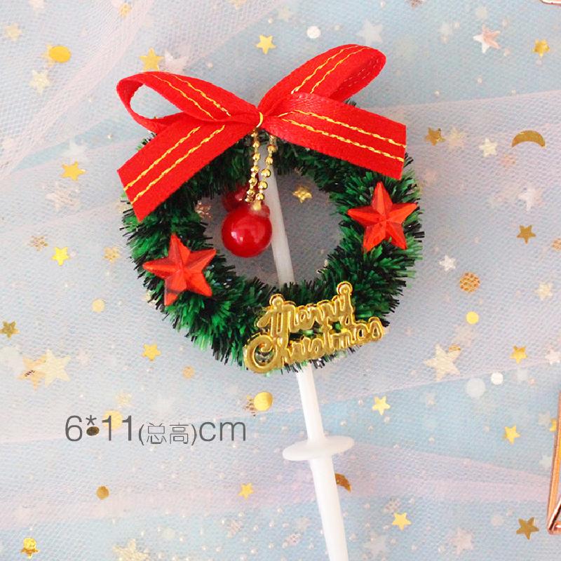 Đồ trang trí bánh Giáng Sinh: vòng lá thông, ông già Noel, cây thông, trang trí ngọt cho bàn tiệc.