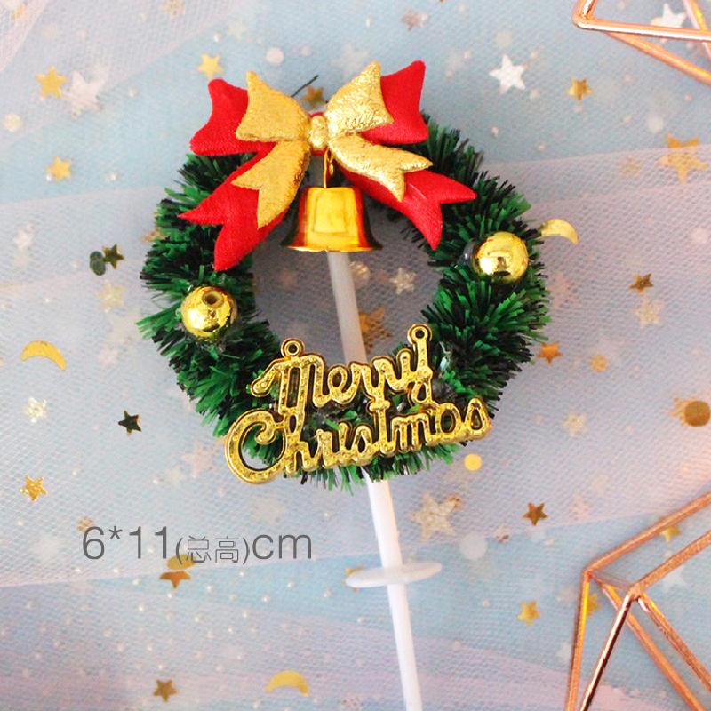 Đồ trang trí bánh Giáng Sinh: vòng lá thông, ông già Noel, cây thông, trang trí ngọt cho bàn tiệc.