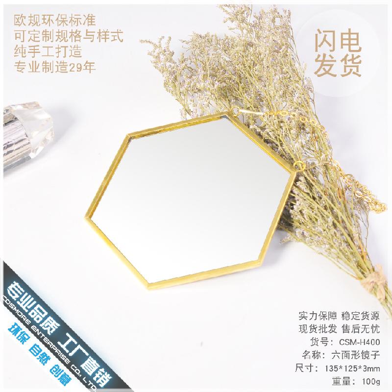 DG-69 Mặt gương vuông sáu cạnh bạc đồng, thiết kế kiểu hình học Bắc Âu