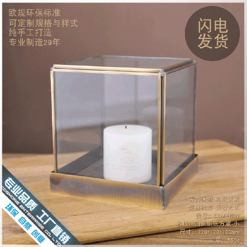 DG-37 Món trang trí nhà cửa, tượng Phật Quan Âm, hộp kính thủy tinh, đúc đồng cổ, công nghệ đúc đồng, đế đồng bảo vệ bụi, hộp trưng bày trong suốt