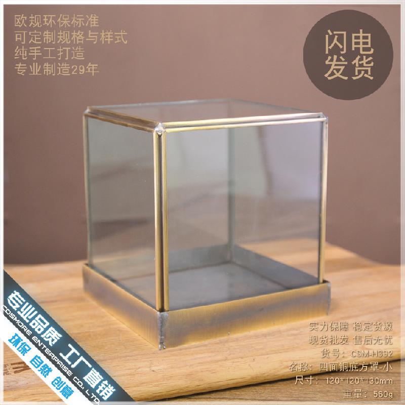 DG-37 Món trang trí nhà cửa, tượng Phật Quan Âm, hộp kính thủy tinh, đúc đồng cổ, công nghệ đúc đồng, đế đồng bảo vệ bụi, hộp trưng bày trong suốt