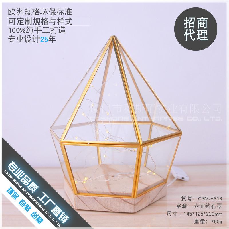 DG-154 Hoa bảo vệ thủy tinh với nền gỗ bảy cạnh