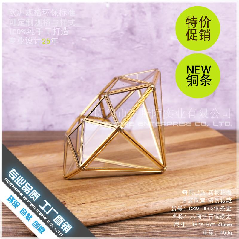 DG-182 Bảy mặt kim cương đồng thanh, kính thủy tinh, hoa bền đời, thảo mộc, cảnh vật nhỏ, chai trong suốt, sáng tạo, đa rễ hoa, bình sỉ