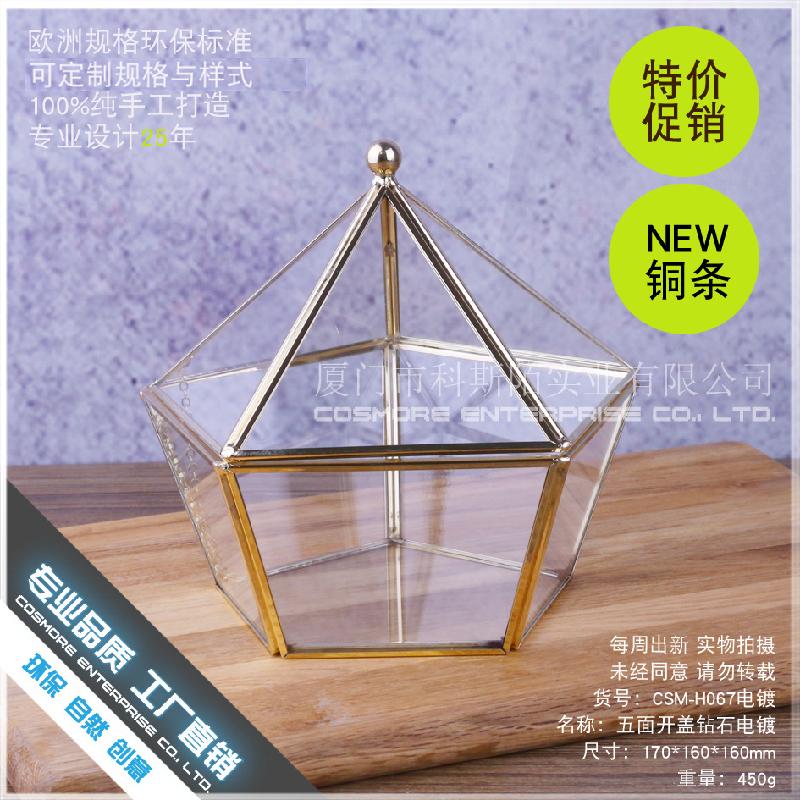 永生花花盒首饰项链收纳盒防尘罩玻璃花房情人节礼物器皿五面开盖