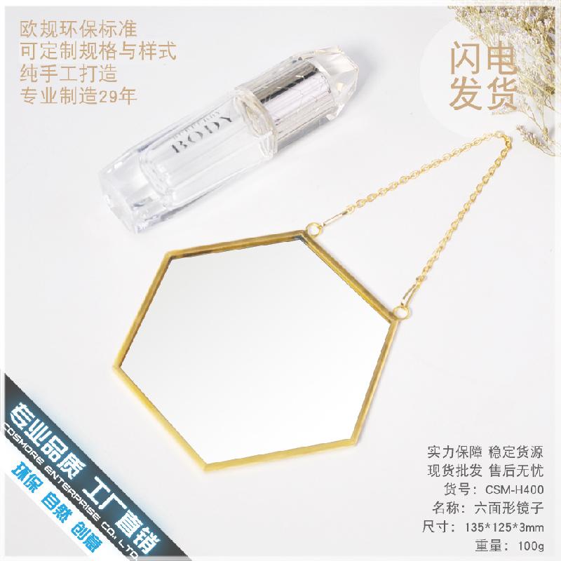 DG-69 Mặt gương vuông sáu cạnh bạc đồng, thiết kế kiểu hình học Bắc Âu