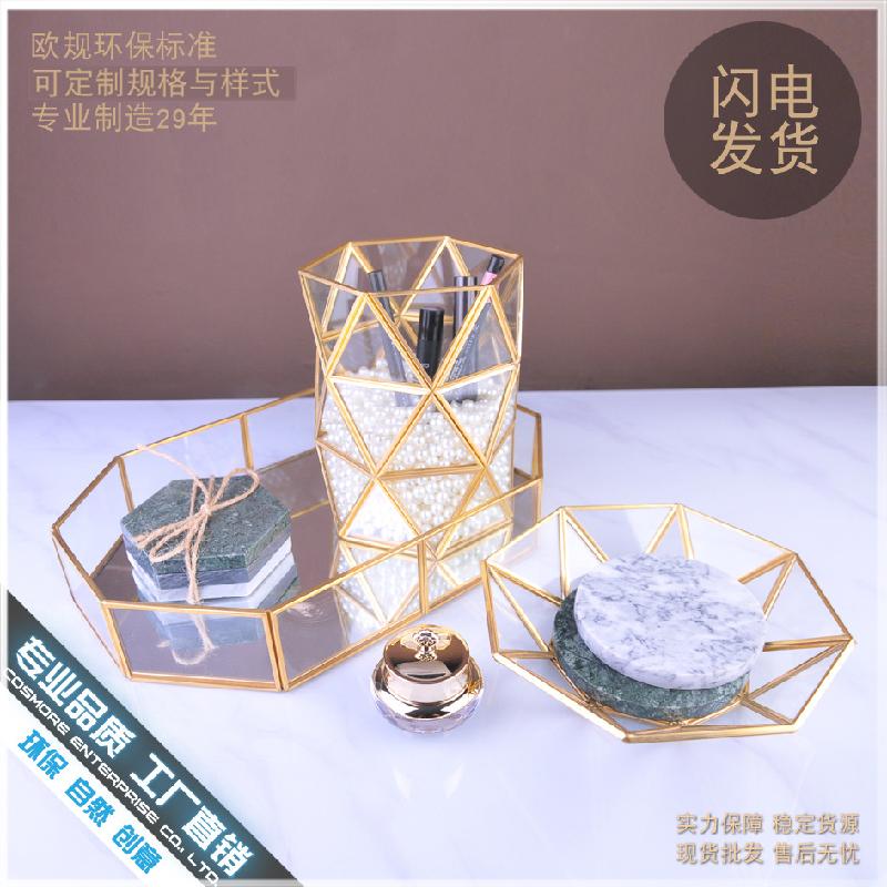 DG-120 Khay trang trí nhà, bát gốm mặt kính dưới, hộp trang sức, thùng gỗ chứa đồ