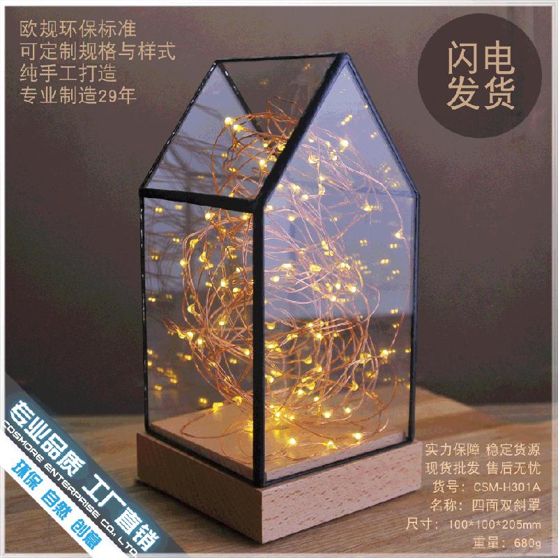 DG-26 Cờ bạc cây lửa, hoa bạc, gỗ thực, kính cửa đèn LED trang trí bàn đèn lãng mạn sáng tạo quà sinh nhật