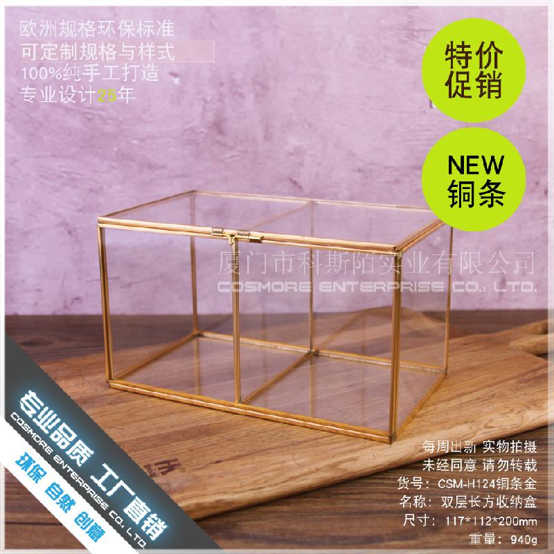 DG-164 Hộp gỗ gấp đôi dài chứa kính hoa phòng để chứa mỹ phẩm, chống bụi, có nắp gập với nắp gập bàn làm đẹp