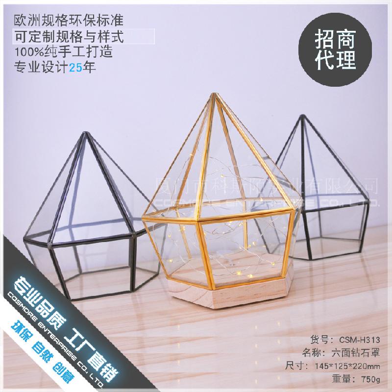 DG-154 Hoa bảo vệ thủy tinh với nền gỗ bảy cạnh