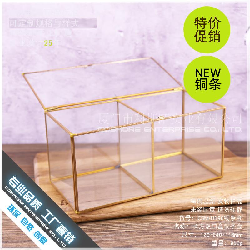 DG-180 Hộp kín đúc đứng hai mặt bằng đồng, kính cường lực, hộp hoa, hộp trang sức, hộp chống bụi, vật dụng trang trí nhà cửa, chén, thùng chứa