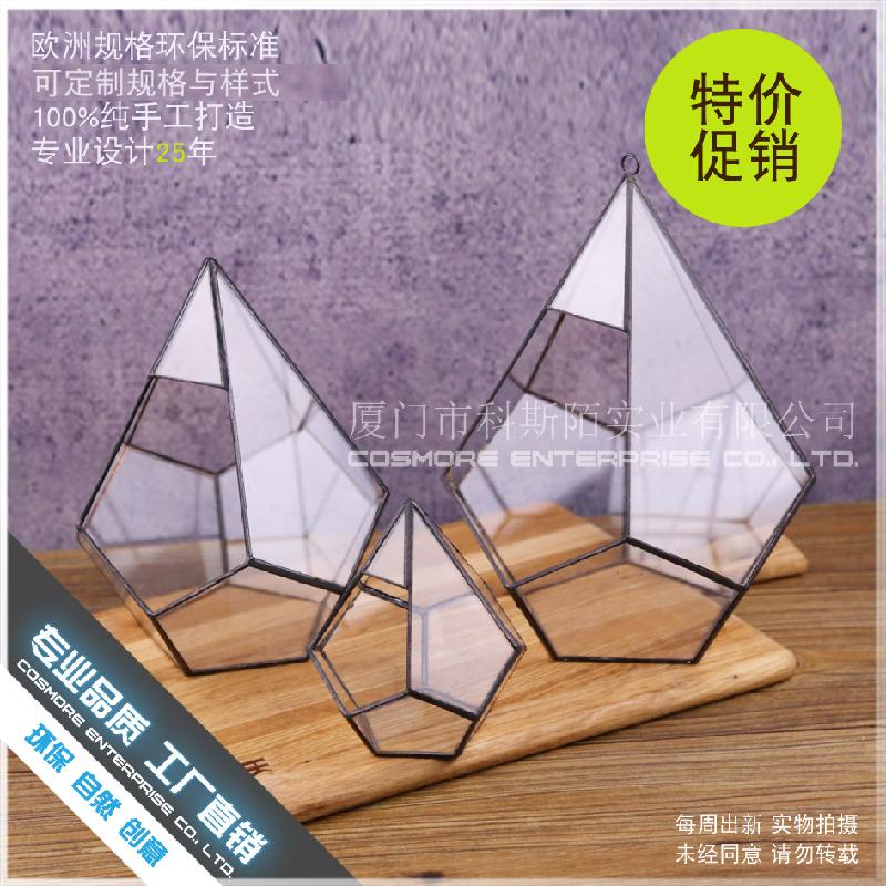 DG-256 Hộp hoa bền vĩnh cửu với đá 5 mặt, đa cỏ thịt, thảo mộc, cảnh quan nhỏ không định hình, kính lớn