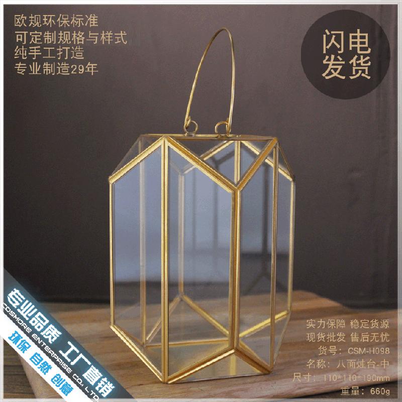 DG-173 Đèn lồng thủy tinh, bàn đèn nến phòng ngừa gió, đồ trang trí cưới