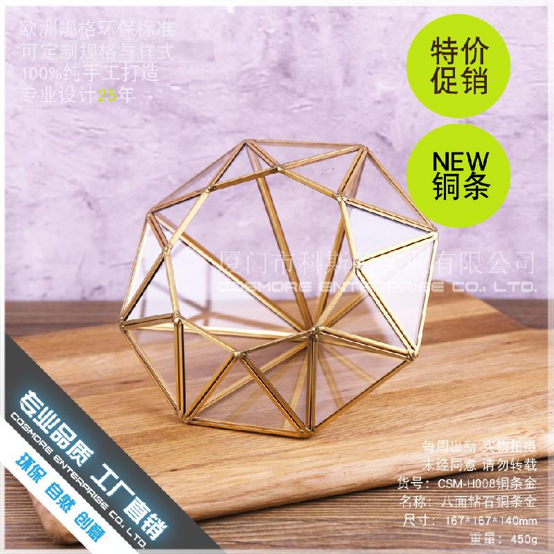 DG-182 Bảy mặt kim cương đồng thanh, kính thủy tinh, hoa bền đời, thảo mộc, cảnh vật nhỏ, chai trong suốt, sáng tạo, đa rễ hoa, bình sỉ