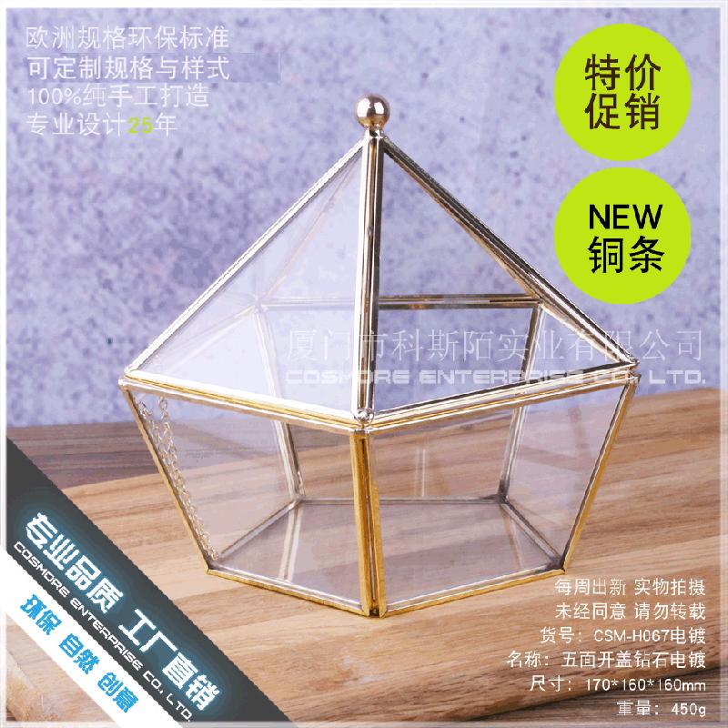 永生花花盒首饰项链收纳盒防尘罩玻璃花房情人节礼物器皿五面开盖