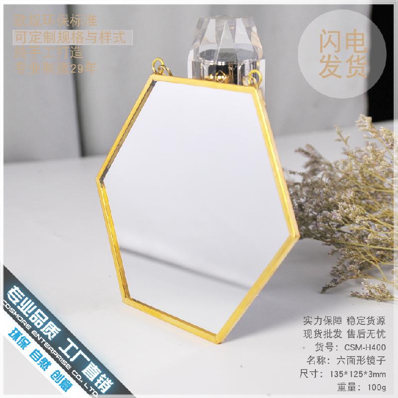 DG-69 Mặt gương vuông sáu cạnh bạc đồng, thiết kế kiểu hình học Bắc Âu