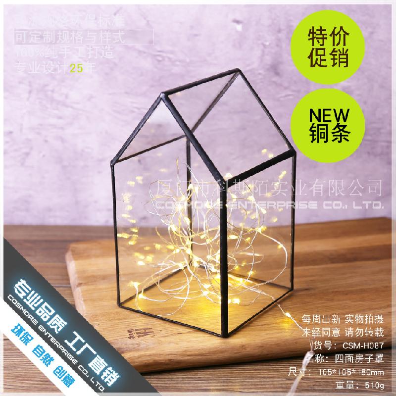 DG-179 Nhà cửa bọc đèn, kính hoa, cây hoa bền vững, thảm mầm non, khung cảnh nhỏ, chai trong suốt, sáng tạo, đất cấp nhiều thịt