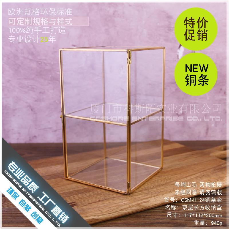 DG-164 Hộp gỗ gấp đôi dài chứa kính hoa phòng để chứa mỹ phẩm, chống bụi, có nắp gập với nắp gập bàn làm đẹp