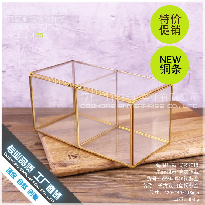 DG-180 Hộp kín đúc đứng hai mặt bằng đồng, kính cường lực, hộp hoa, hộp trang sức, hộp chống bụi, vật dụng trang trí nhà cửa, chén, thùng chứa