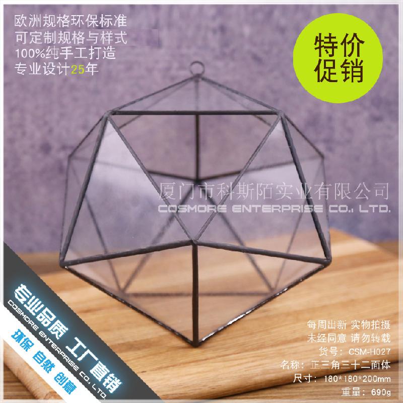 DG-253 Hình tam giác đều 32 mặt, thực vật cây thịt nhỏ, cảnh quan môi trường nhỏ bất quy tắc, thủy tinh vĩnh cửu, hoa nhỏ buôn bán