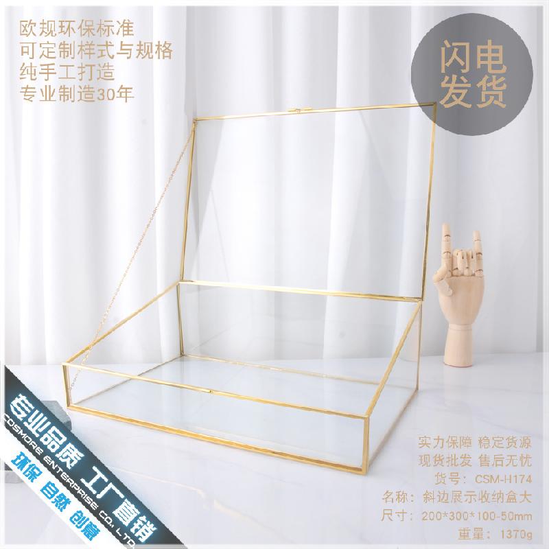 DG-94 Hộp trang sức kính cổ điển với đường viền đồng