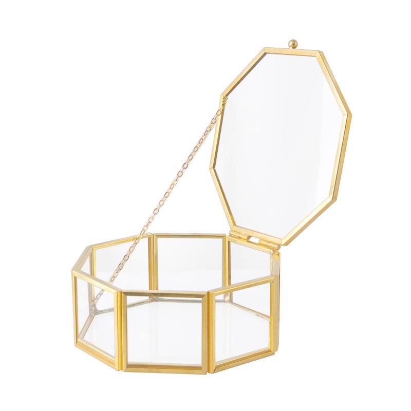 DG-24 Hộp trang sức kính với viền vàng cổ điển đơn giản