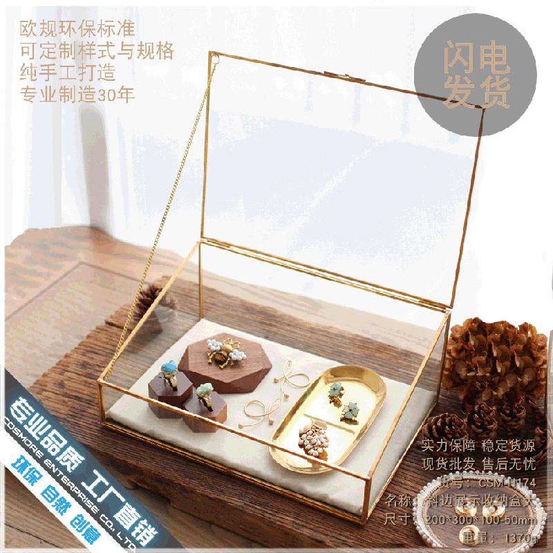 Chậu Đa Giác DG-94 Hộp trang sức kính cổ điển với đường viền đồng