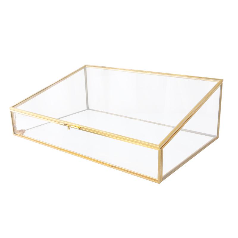 DG-94 Hộp trang sức kính cổ điển với đường viền đồng