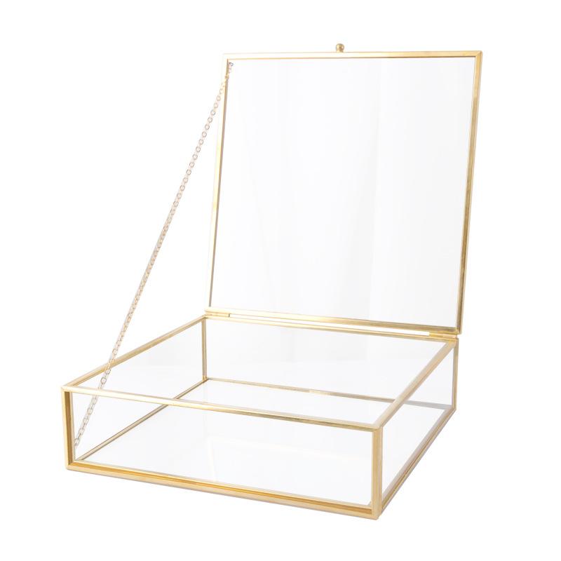 DG-107 Hộp trang sức kính vàng hiện đại đơn giản