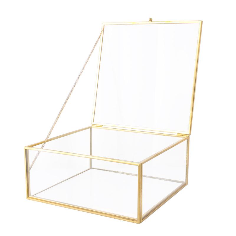 方形玻璃收纳防尘盒永生花盒情人节礼盒珠宝首饰陈列道桌面整理盒