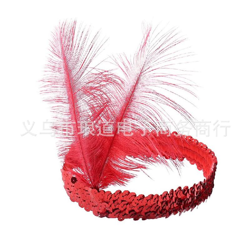 Đầu băng 1920s Gatsby: Đầu băng có hạt và lông vũ, phụ kiện tiệc, trang trí đầu, lông đà điểu.