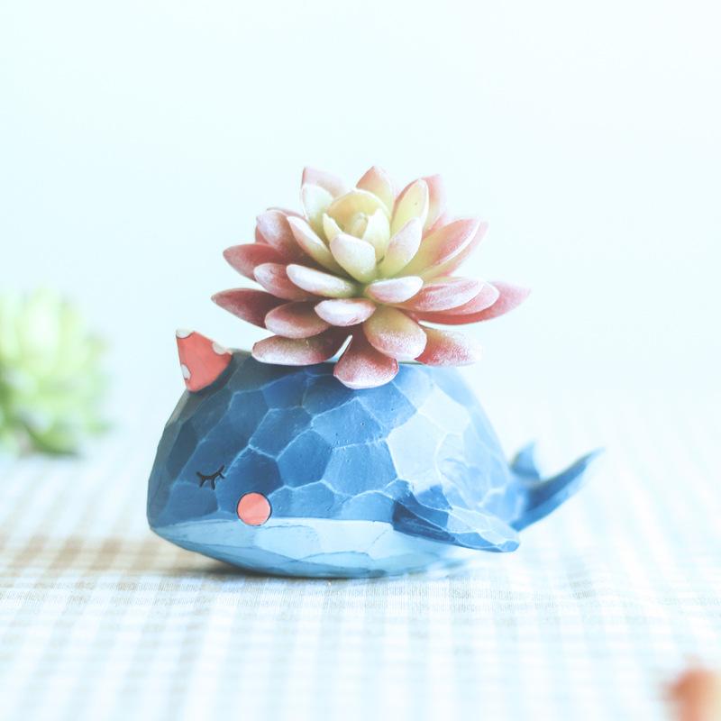 Chậu Cây Resin Chậu cây mọng nước hình cá voi resin phong cách Zakka, chậu mini để bàn, ban công và sân vườn (RG-146)