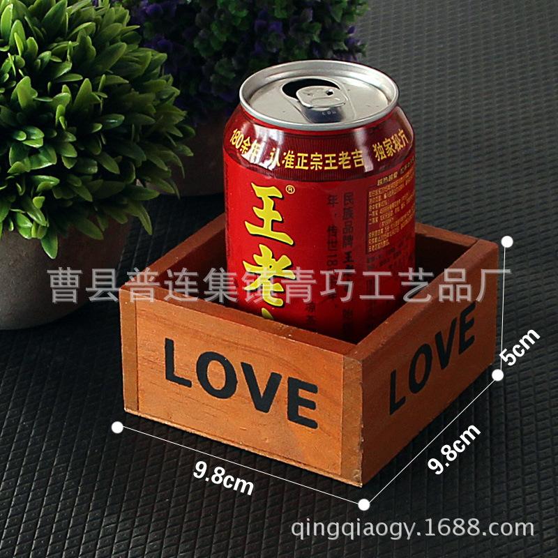 Chậu Gỗ Thông, Chậu Love Vuông 10*6 cm (BS-21)