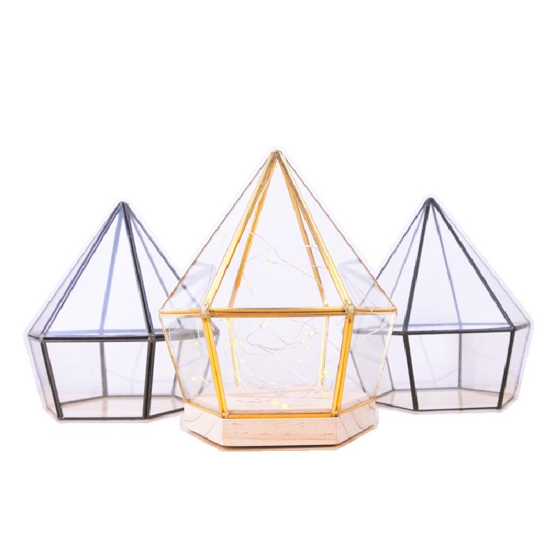 DG-154 Hoa bảo vệ thủy tinh với nền gỗ bảy cạnh