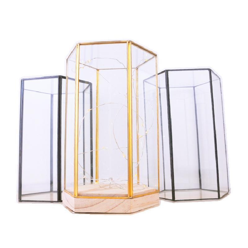 DG-156 Bộ đệm gỗ sáu mặt với ánh sáng LED, với vỏ kính thủy tinh mới sáng tạo