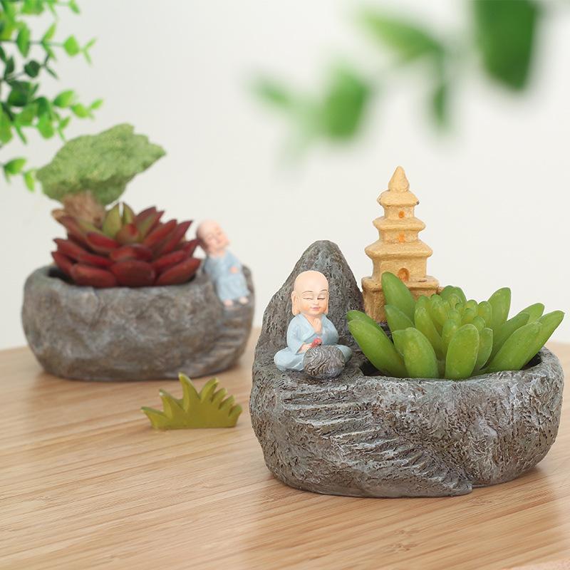 Chậu Cây Resin Chậu cây mọng nước resin phong cách đồng quê, chậu mini trang trí văn phòng, ban công và tiểu cảnh (RG-184)