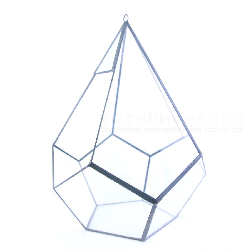 DG-256 Hộp hoa bền vĩnh cửu với đá 5 mặt, đa cỏ thịt, thảo mộc, cảnh quan nhỏ không định hình, kính lớn