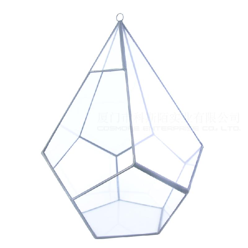 DG-256 Hộp hoa bền vĩnh cửu với đá 5 mặt, đa cỏ thịt, thảo mộc, cảnh quan nhỏ không định hình, kính lớn