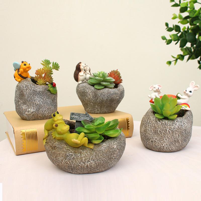 Bộ que cắm hoa thời tiết hoạt hình Zakka, phụ kiện tiểu cảnh và chậu cây mọng nước (RG-185)