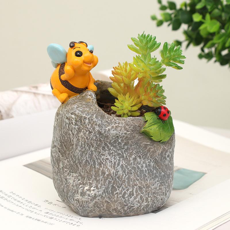 Chậu cây resin phong cách đồng quê, chậu mọng nước mini, trang trí nhà và tiểu cảnh (RG-277)