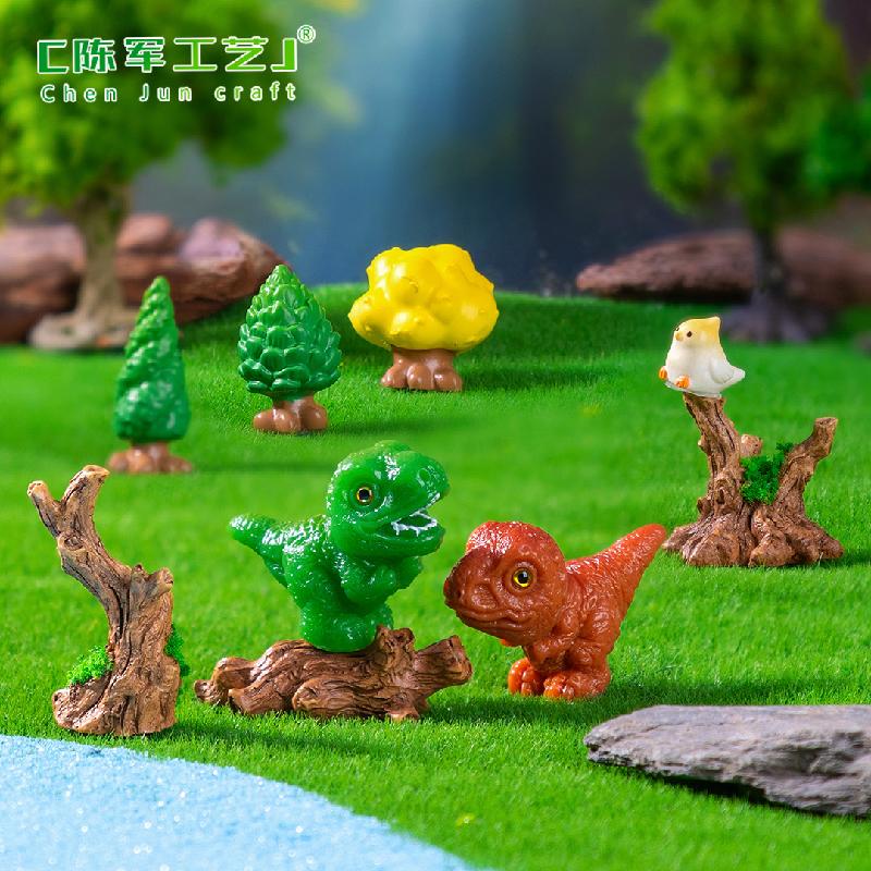 跨境新品微景观创意写实恐龙树桩园艺造景 DIY装饰配件迷你小摆件