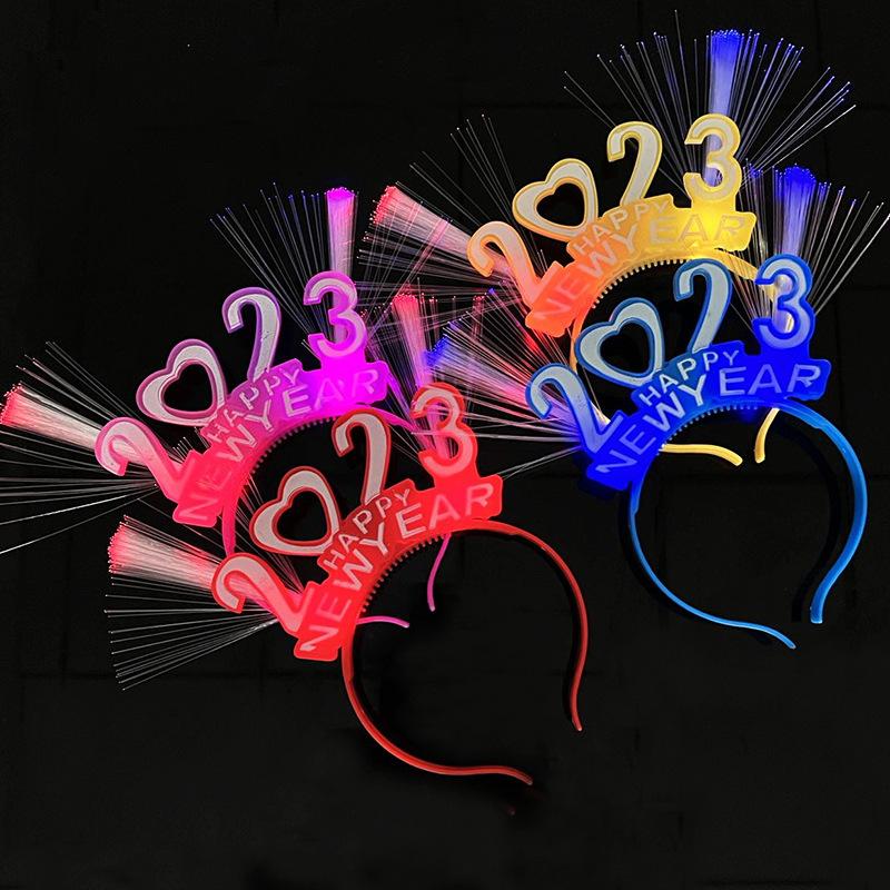 Đầu kẹp phát sáng 2024, phụ kiện đầu cho New Year, tiệc tùng và sự kiện, ánh sáng LED, dành cho trẻ em.