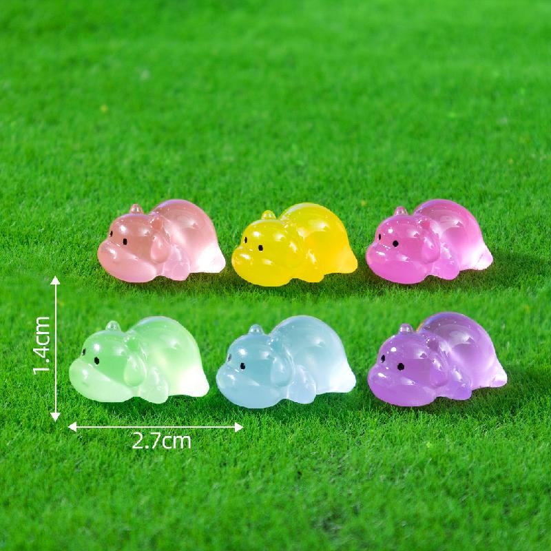 跨境新品微景观夜光小狗河马公仔萌粒 diy装饰品挂配件迷你小摆件