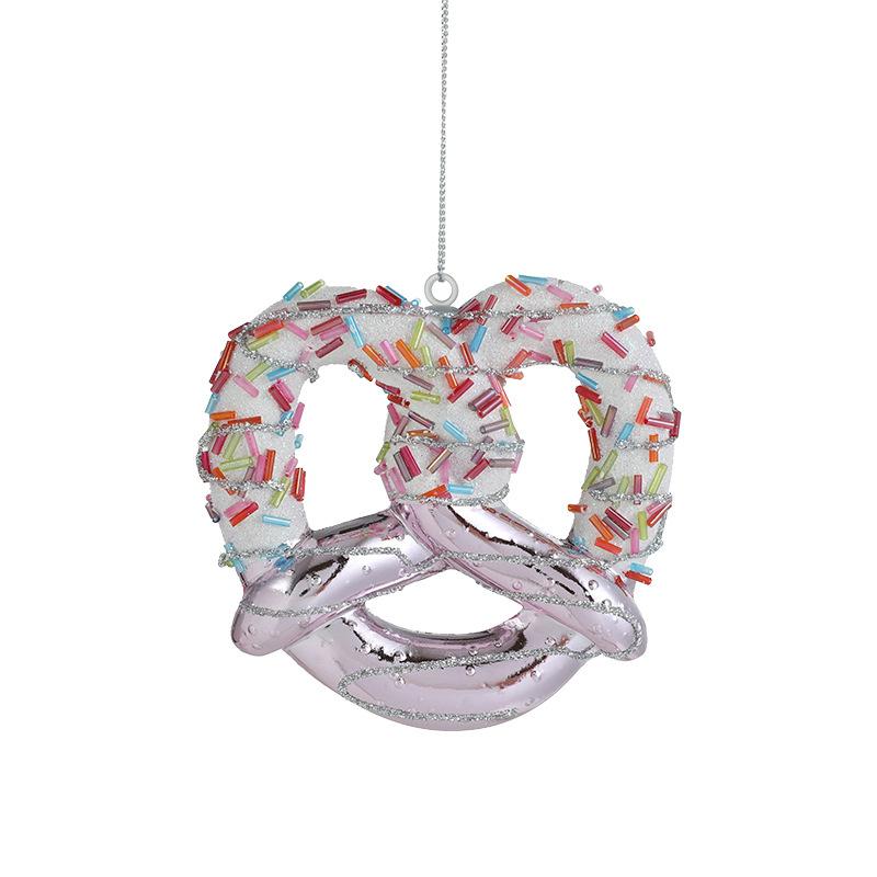 Móc treo Giáng Sinh màu hồng phong cách ins, cây thông Noel mini 3D, decor cửa sổ phòng khách, bàn làm việc