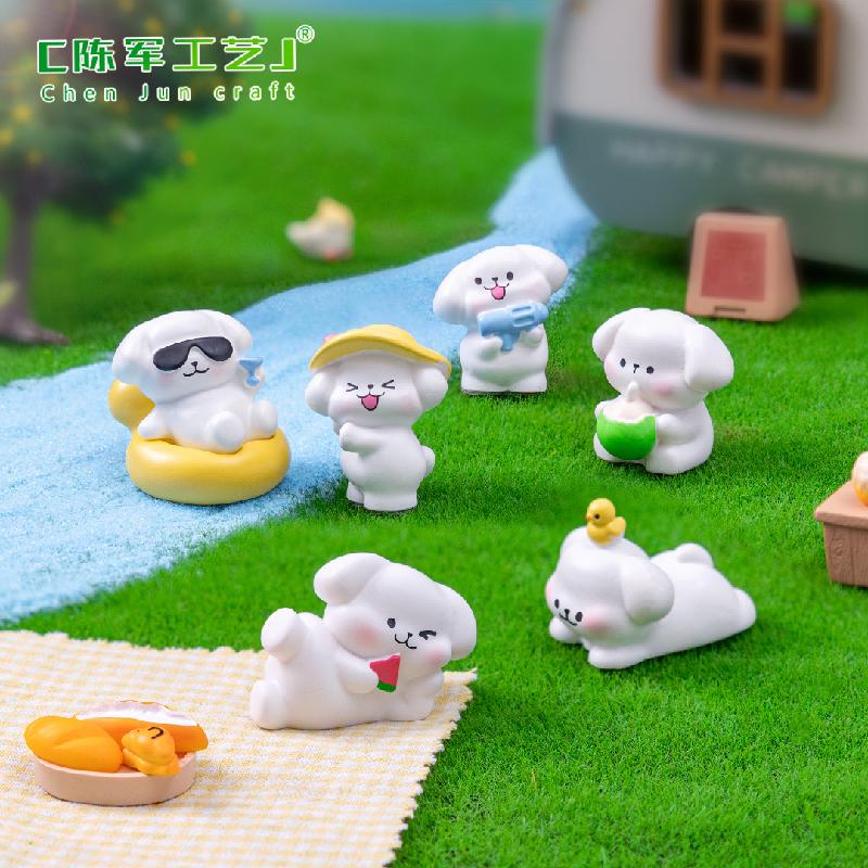 微景观创意可爱休闲小狗公仔DIY装饰品挂配件迷你车载桌面小摆件