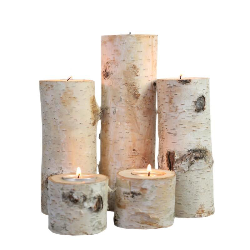 Gốc cây bạch dương tự nhiên kiểu Bắc Âu cho Giáng Sinh - trang trí tự nhiên cho đám cưới, tiệc và lễ hội, lý tưởng để làm chân nến và phụ kiện trang trí.