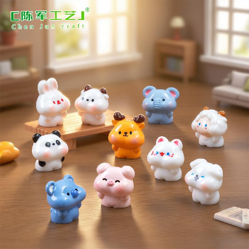 微景观创意豆丁小动物小猪猫咪萌粒公仔 DIY装饰品配件迷你小摆件