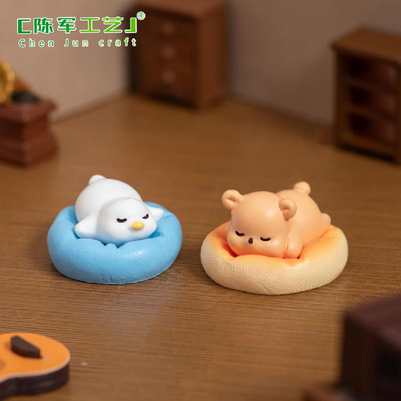 微景观创意可爱小狗睡觉小动物 DIY装饰品配件迷你车载桌面小摆件