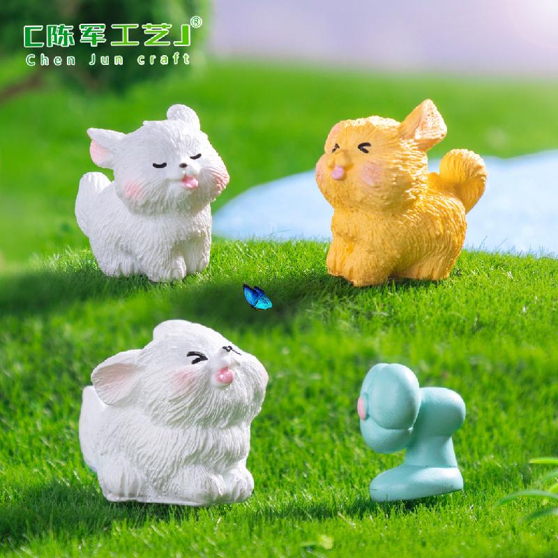 微景观创意潦草小白狗园艺造景 DIY装饰品配件迷你汽车桌面小摆件